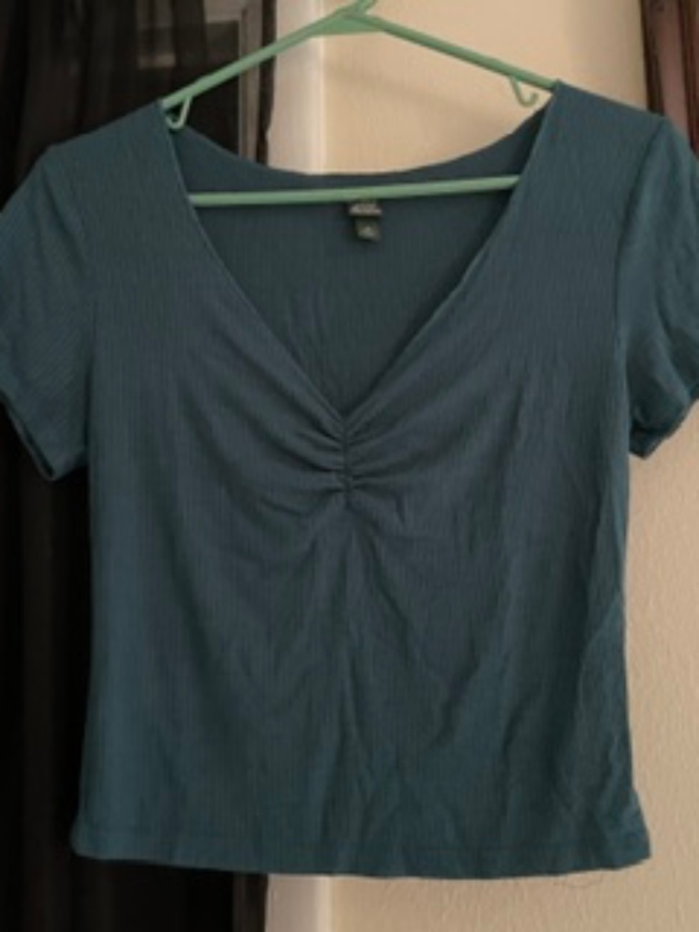 Dark Teal Soft & Ribby Crop (M)